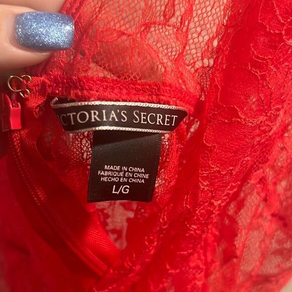 ✨Victoria Secret Teddy Lace Sexy Red Sz Large Romper✨ - Picture 8 of 9